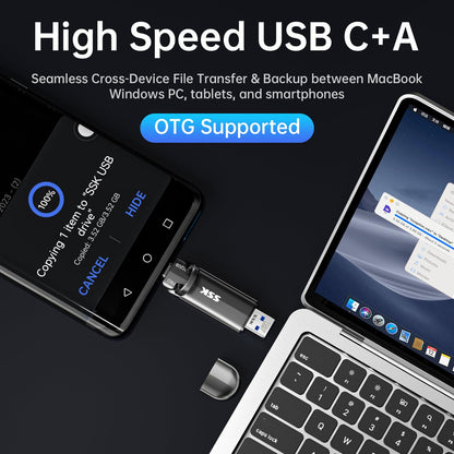 SSK Portable SSD 512GB – 1000MB/s Dual Typ-C & Typ-A