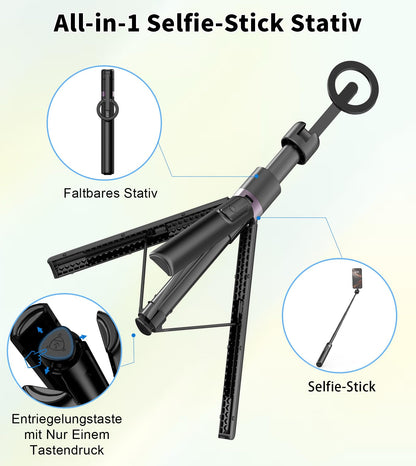 TONEOF Selfie Stick Stativ, magnetisch, MagSafe, 173 cm, schwarz