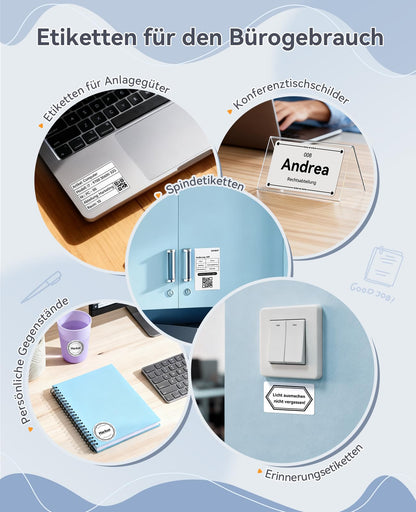 NIIMBOT B1 Etikettendrucker Bluetooth mit 3 Etikettenrollen