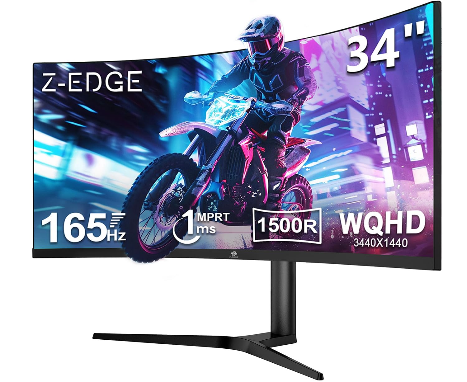 Z-Edge 34 Zoll Ultrawide Curved Gaming Monitor 165Hz WQHD. Der gebogene Monitor bietet immersives Gaming.