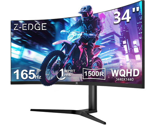 Z-Edge 34 Zoll Ultrawide Curved Gaming Monitor 165Hz WQHD. Der gebogene Monitor bietet immersives Gaming.