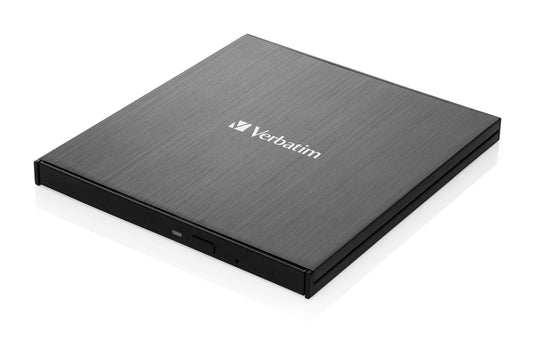 Verbatim Externer Slimline Blu-ray & DVD Brenner USB 3.2, schlank, schwarz. Brennt und liest Blu-rays/DVDs extern via USB.