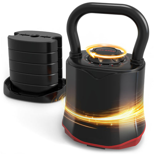 HXD-ERGO Verstellbare Kettlebell 6-in-1 (3–18 kg), Kugelhantel aus Stahl mit breitem Griff