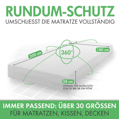 Welldora Premium Milbenbezug Matratze 180x200x28 cm - Allergiker