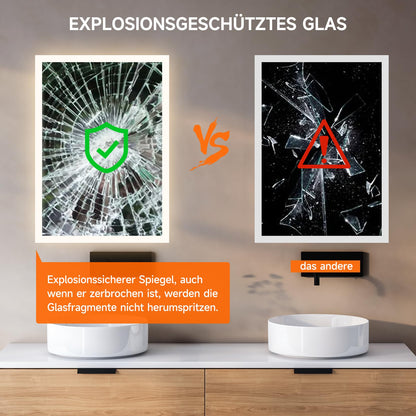 YOLEO LED Badspiegel 50x70cm – Dimmbar mit Steckdose
