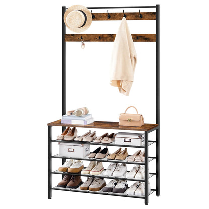 HOOBRO Garderobenständer EBF801MT01 mit Schuhregal – Dunkelbraun