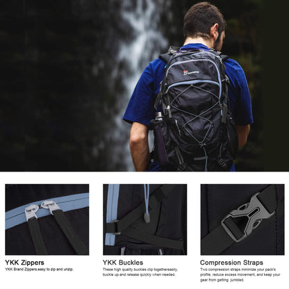 Mountaintop 40L Wanderrucksack mit Regenhülle, Schwarz-Blau