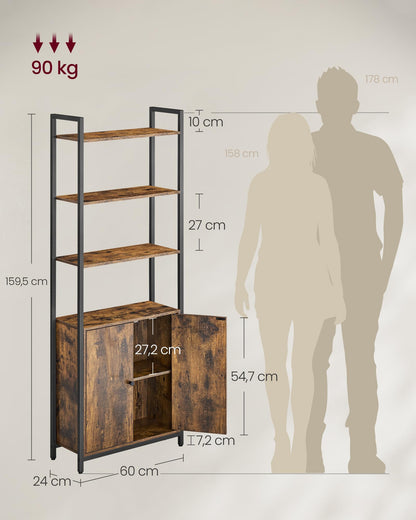 VASAGLE Bücherregal LLS133K01, Standregal mit Türen, 6 Ebenen