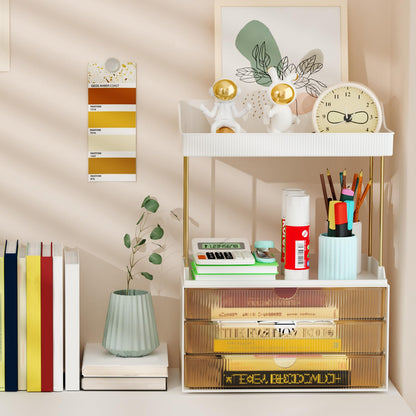 OrderlyGo Makeup Organizer Upgrade – 2 Etagen 3 Schubladen Bernstein