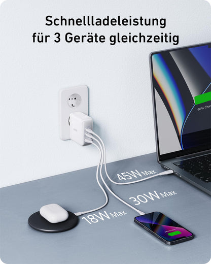 Anker 736 Nano II USB-C Ladegerät 100W, 3-Port Schnellladegerät
