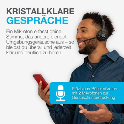 JLab Go Work 2nd Gen Bluetooth Headset mit Mikrofon & USB-C-Dongle