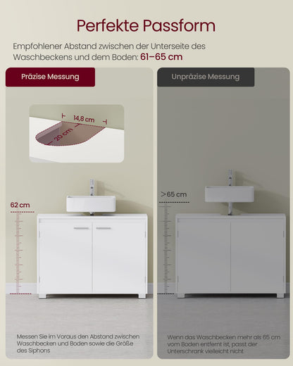 VASAGLE Waschbeckenunterschrank BBK515W01 Badezimmerschrank weiss
