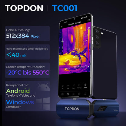 TOPDON TC001 Wärmebildkamera 512x384 für Android/Windows