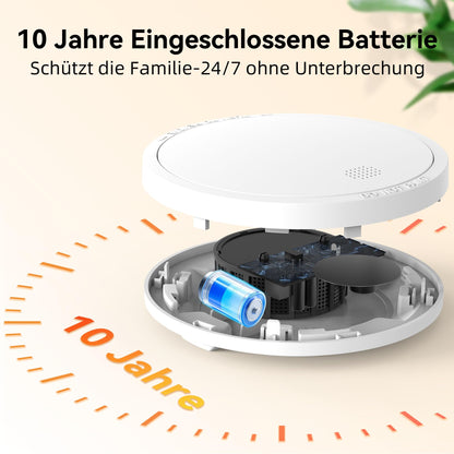 CHZHVAN Rauchmelder mit Magnethalterung, 10-Jahres-Batterie, 6er Set