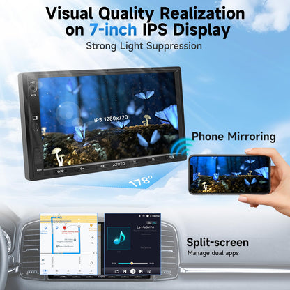 ATOTOZONE A5L Autoradio Navi 7 Zoll Wireless CarPlay Android Auto 2G+32G