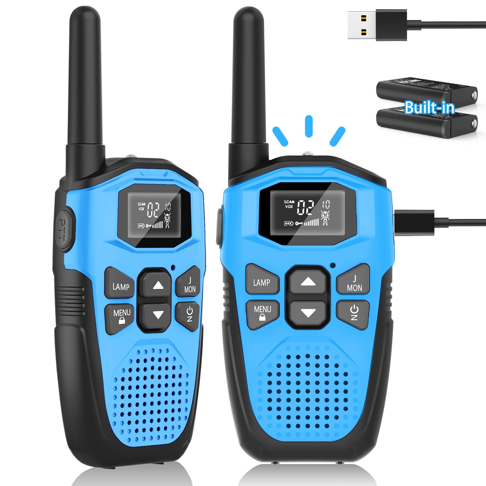 NXGKET Walkie Talkie 3er Set aufladbar mit 5 km Reichweite, Funkgeräte mit LED-Taschenlampe und LCD-Display