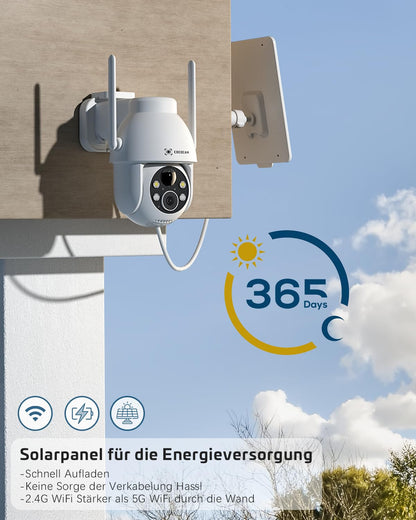 COCOCAM 2K Solar Überwachungskamera Aussen, WLAN Akku, 2er-Set