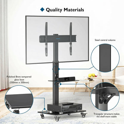 BONTEC TV Ständer rollbar für 30-70 Zoll bis 40 kg, VESA 600x400