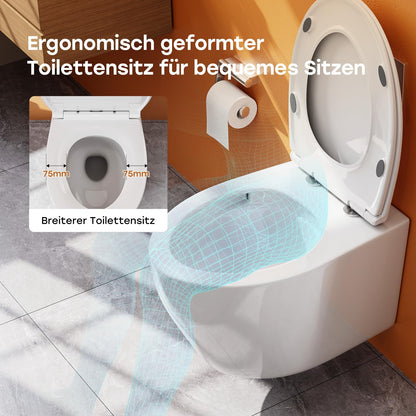 Hänge WC Spülrandlos Absenkautomatik – Weiss, Nano Beschichtung