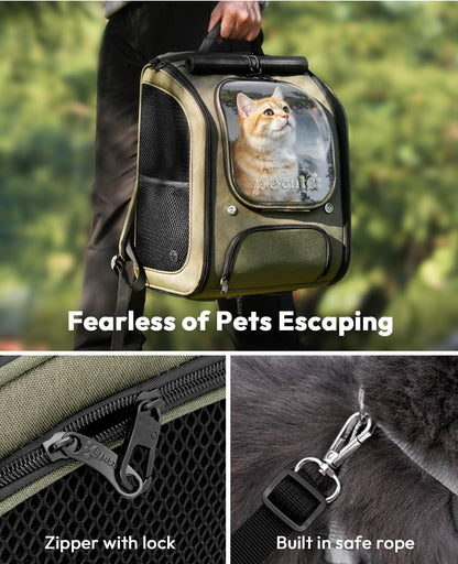 pecute Katzenrucksack Bubble, faltbar, mit Netzfenster, dunkelgrün
