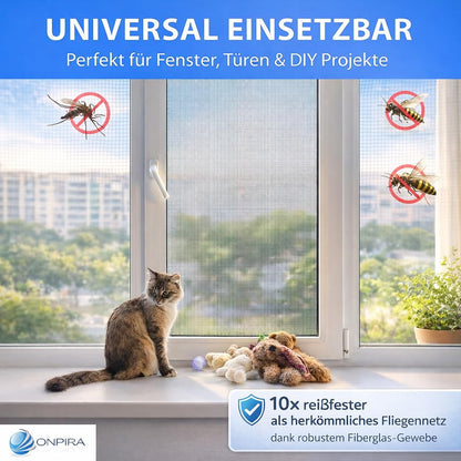 ONPIRA Fliegengitter Fiberglas schwarz, Insektenschutz, 120 x 10 m