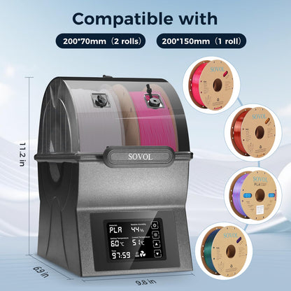 Sovol SH02 3D Filament Trockner – 2 Rollen mit Touchscreen