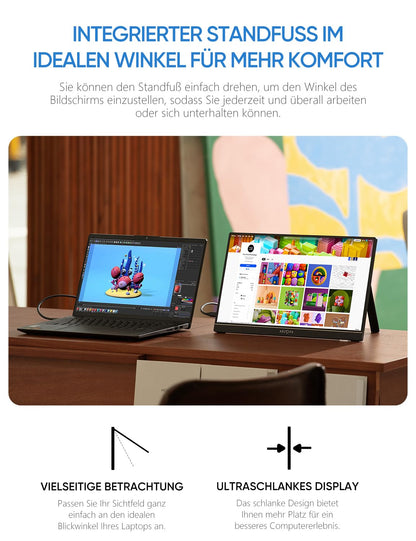 ARZOPA A1M Portabler Monitor für Laptop – 17.3 Zoll FHD HDR IPS