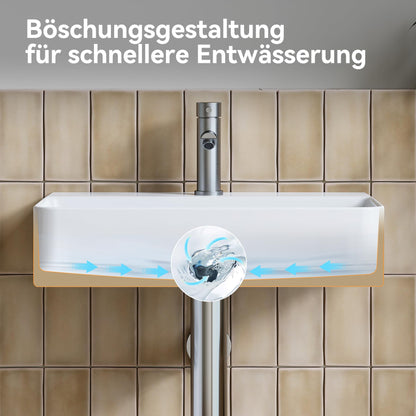 HOROW Rechteck Hängewaschbecken Keramik - Weiss 46x30cm ohne Überlauf