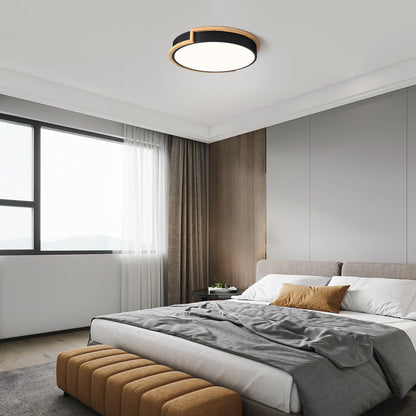 Vikaey LED Deckenleuchte Schwarz 40cm Holz 36W 4000K