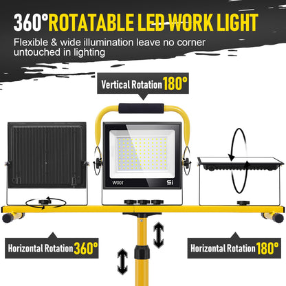 wowspeed LED Baustrahler 300W mit Stativ - Arbeitsleuchte