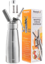 Runesol Sahnespender 500 ml aus Aluminium mit 3 Edelstahl-Düsen, Sahnesyphon für Schlagsahne und Desserts