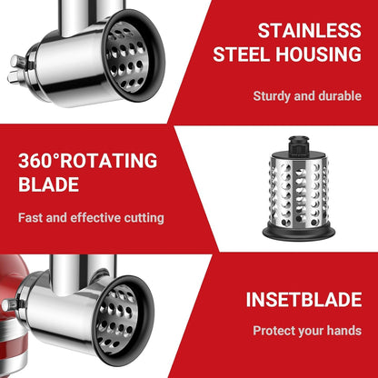 COFUN Gemüseschneider Set Aufsatz für KitchenAid - Edelstahl