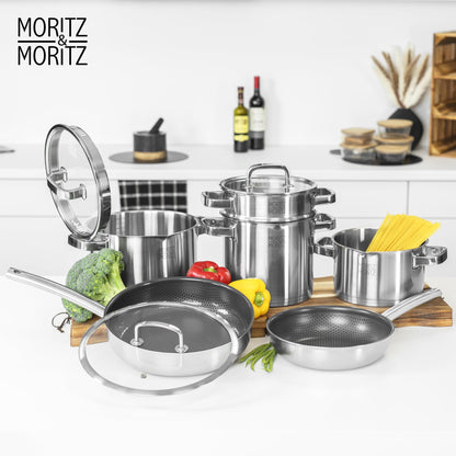 Moritz & Moritz Edelstahlpfanne 28 cm Induktion mit Wabenstruktur