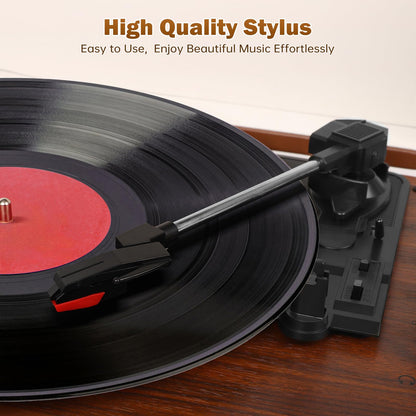 Retro Plattenspieler mit Bluetooth, Lautsprecher & Tragekoffer – Braun