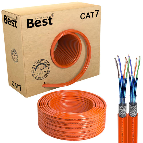 Germany B.e.s.t CAT 7 S/FTP Duplex Verlegekabel - 50M LSZH 10G