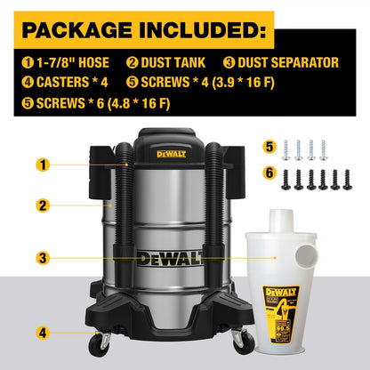 DEWALT DXVCS003 Zyklon-Staubabscheider - 10 Gal, Edelstahl