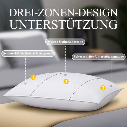 Orange Wave 3-Kammer Feder-Daunen-Kopfkissen 80x80 cm