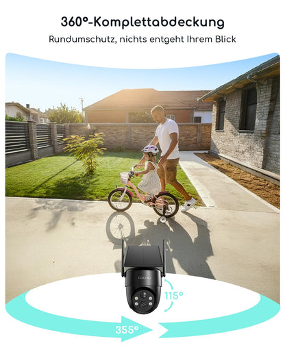 COOAU C5 Pro Überwachungskamera aussen, 2K WLAN Solar mit Akku