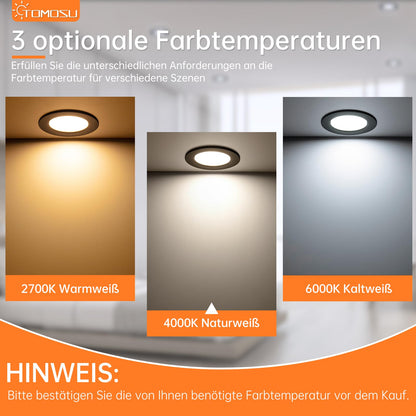 Tomosu LED Einbaustrahler Set 20 Stk. 230V Schwarz 4000K IP44