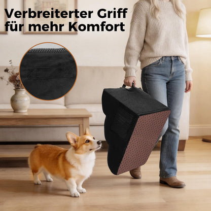 Thihome Hundetreppe 3 Stufen, rutschfest, waschbarer Bezug, schwarz