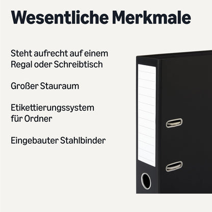 Amazon Basics Ringordner A4, 2-Ring-Mechanik, 10er-Pack, Schwarz