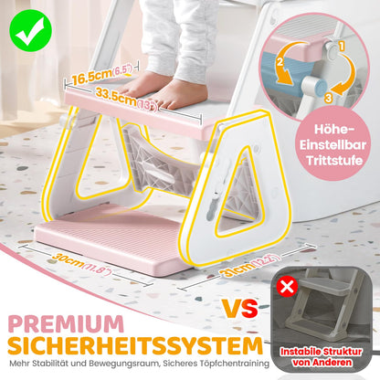 Orzbow Toilettensitz Kinder mit Treppe, höhenverstellbar, Rosa
