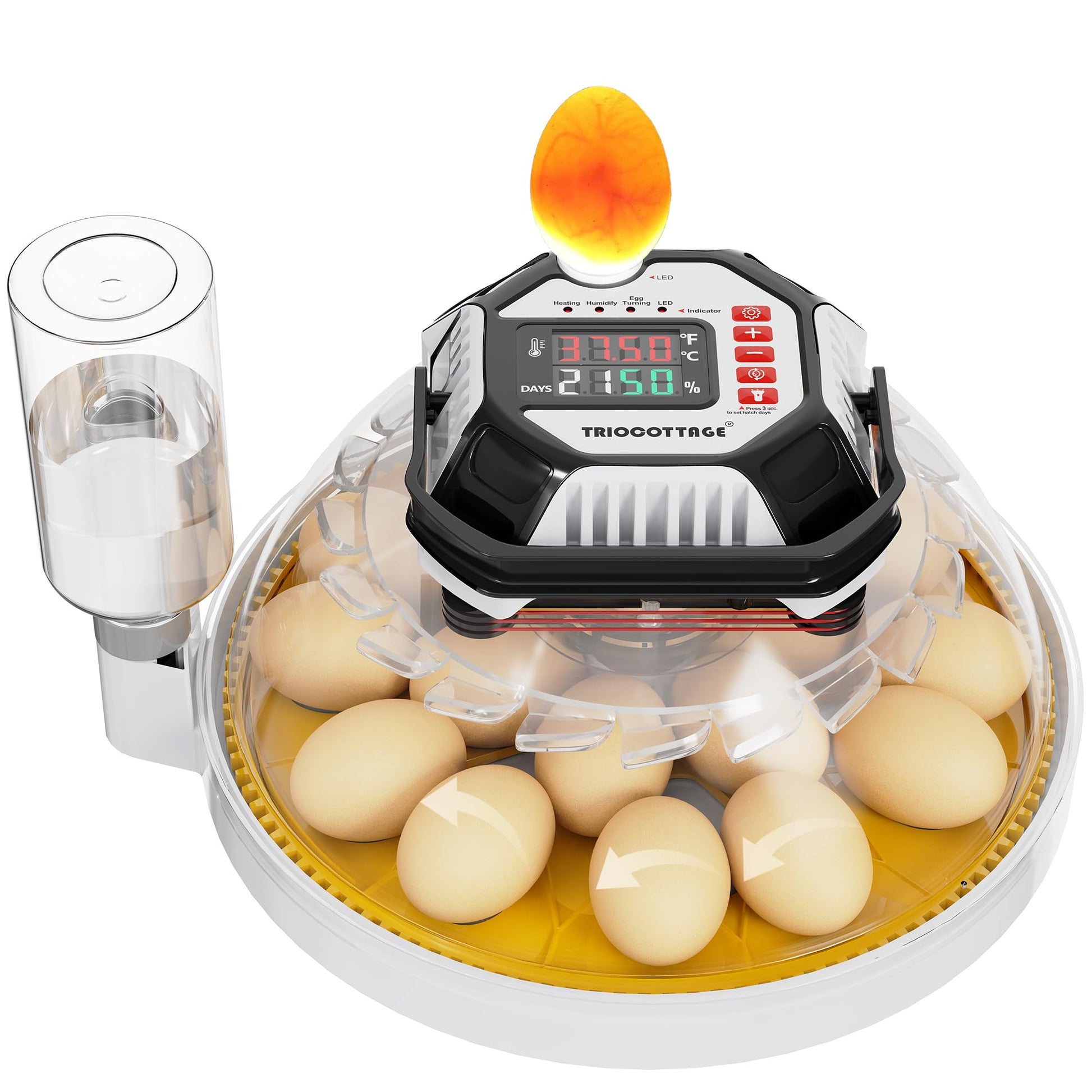 TRIOCOTTAGE Brutautomat MS12, vollautomatischer Inkubator für 18 Eier mit Digitaldisplay