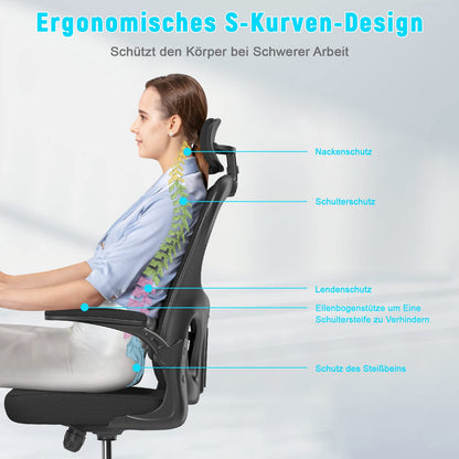 naspaluro Ergonomischer Bürostuhl Drehstuhl - Dunkelschwarz