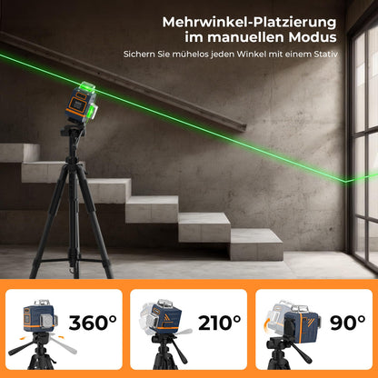 CIGMAN Kreuzlinienlaser CM701T 3x360 Grad mit 1,2 m Aluminium-Stativ