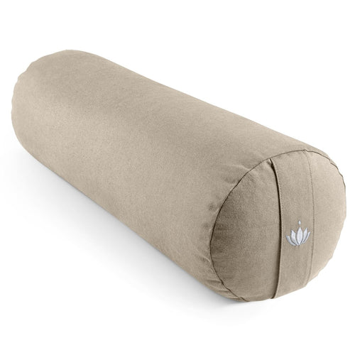 Lotuscrafts Yoga Rolle Yogabolster mit Bio-Dinkelfüllung, GOTS – zylinderförmiges Yogakissen mit Baumwollbezug