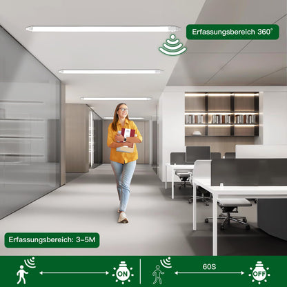 DXLIGHTING LED Feuchtraumleuchte 120 cm mit Bewegungsmelder, IP65
