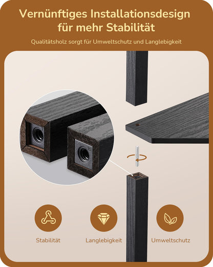 EDISHINE Stehlampe Wohnzimmer mit Regal LED 3-Farben - Schwarz