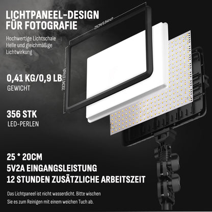 StudioLine LED Video Licht Set – Dimmbar 2er Pack 2800-6500K