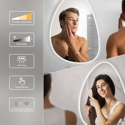 Dripex LED Badezimmerspiegel Dimmbar Asymmetrisch – 80x55 cm